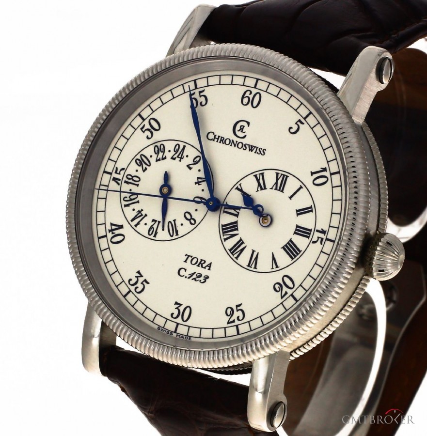 chronoswiss tora c123 steel on croco leather strap refch1323