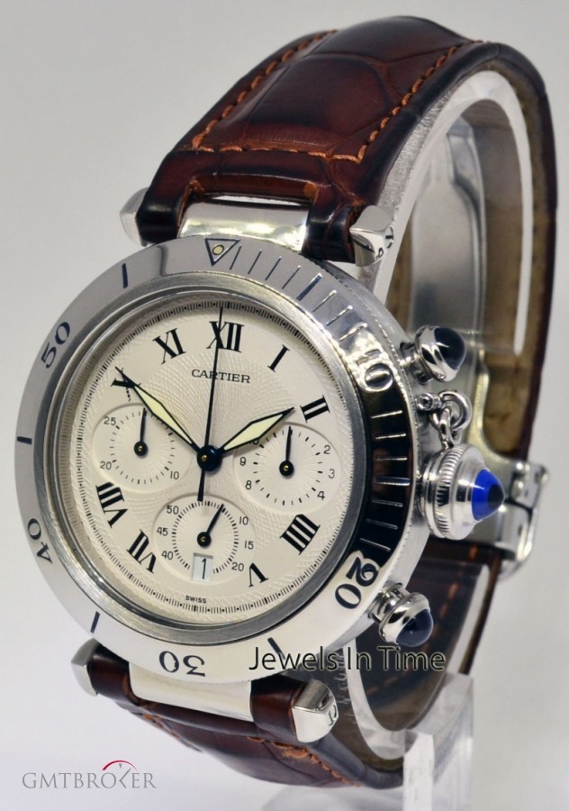 cartier pasha 38mm stainless steel chronograph mens watch