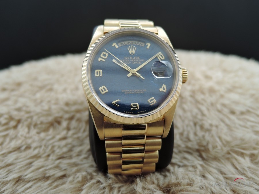 rolex day-date 18238 18k gold with original blue arabic, 詢價 在